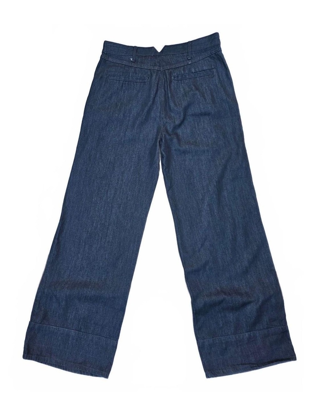 Zara Wide Leg Tailored Trouser Jeans S 10 High Rise 12" Convertible Frayed Cuff